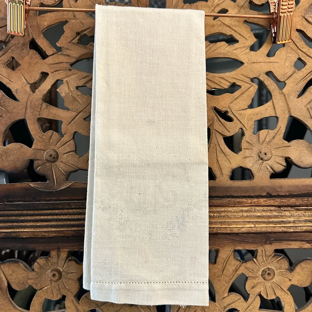 Vintage Cream Do It Yourself Cross Stitch Floral “ HERS “ Hand / Tea Towel.